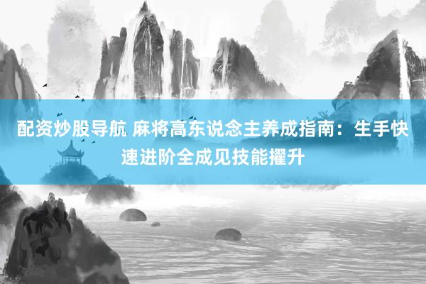 配资炒股导航 麻将高东说念主养成指南：生手快速进阶全成见技能擢升