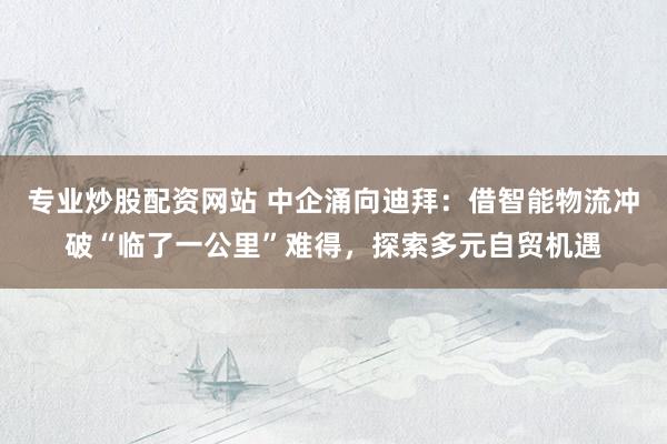专业炒股配资网站 中企涌向迪拜：借智能物流冲破“临了一公里”难得，探索多元自贸机遇