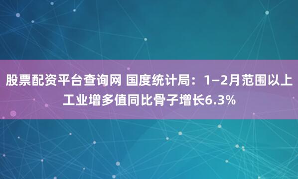 股票配资平台查询网 国度统计局:1—2月范围以上工业增多值同比骨子增长6.3%